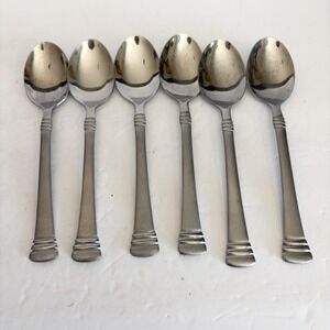 Set of 6 Cambridge Codie Sand Frost Stainless Soup Spoon Flatware  7"